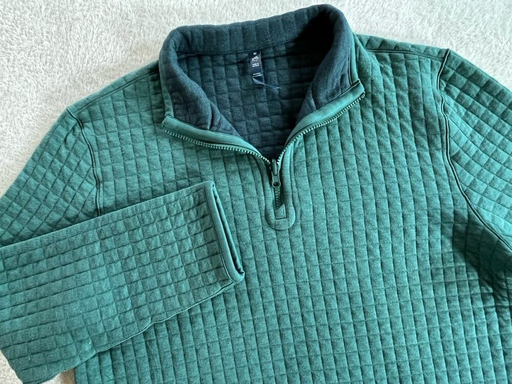 Southern Tide Eucalyptus Green Quilted Quarter Zip Pullover Sweater Mens Medium